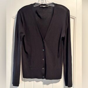 EUC Ann Taylor Loft Black V Neck Button Up Cardigan Sweater Size XS